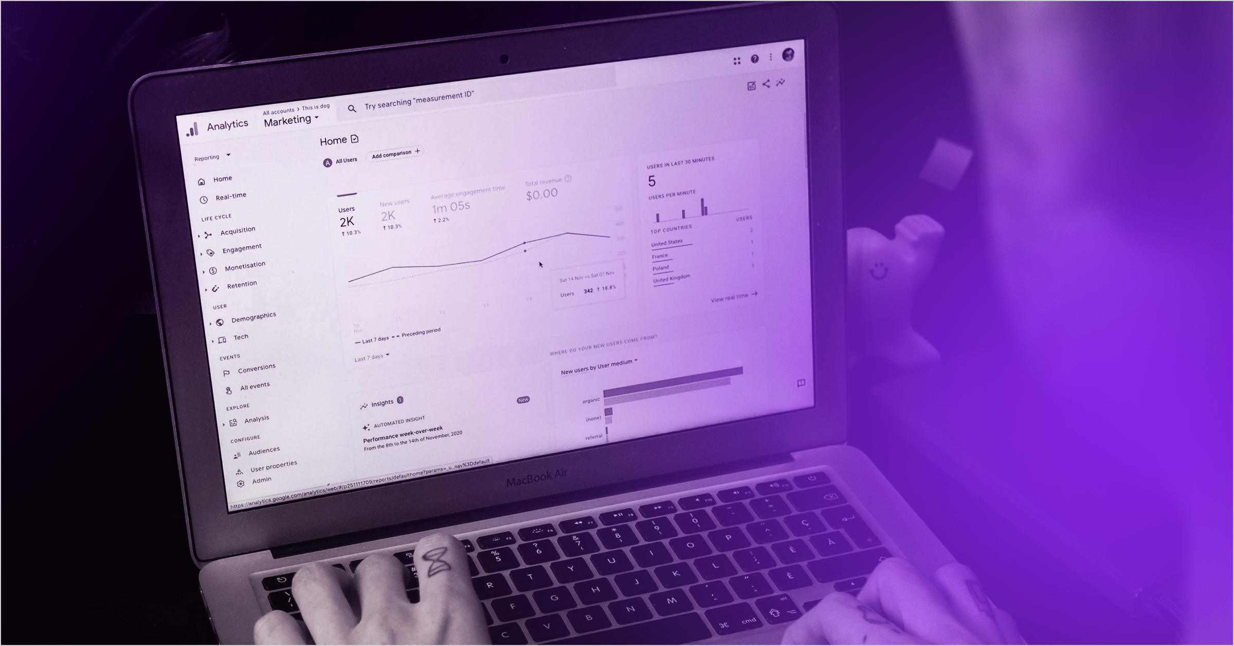 analyzing-fan-data-with-cdp-integration - person looking at stuff on laptop